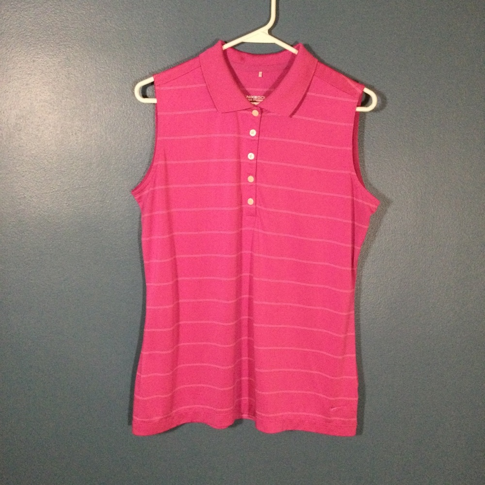 Nike Striped Dri-Fit Sleeveless Golf Polo Womens L